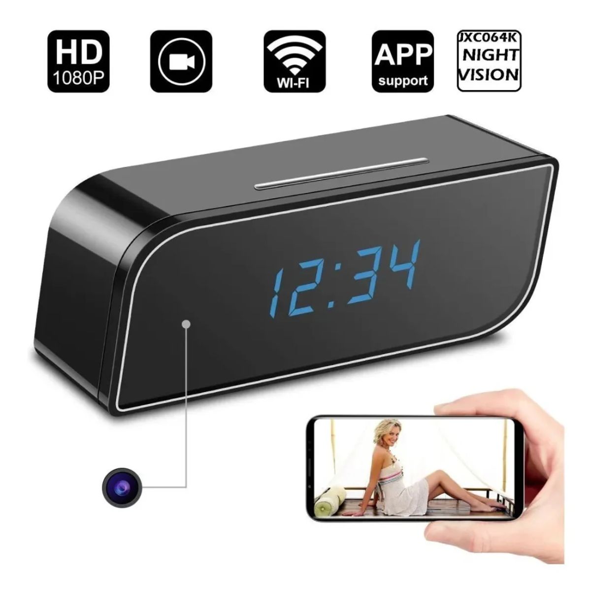 GENERICO - Reloj Despertador Con Cámara Espía Wifi Y Grabación 1080p