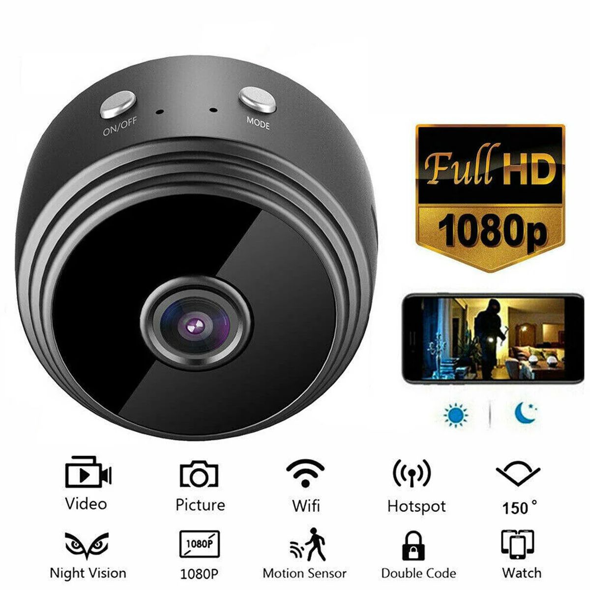 GENERICO - Mini Cámara A9 Wifi Con Micrófono Y Grabación En Tiempo Real