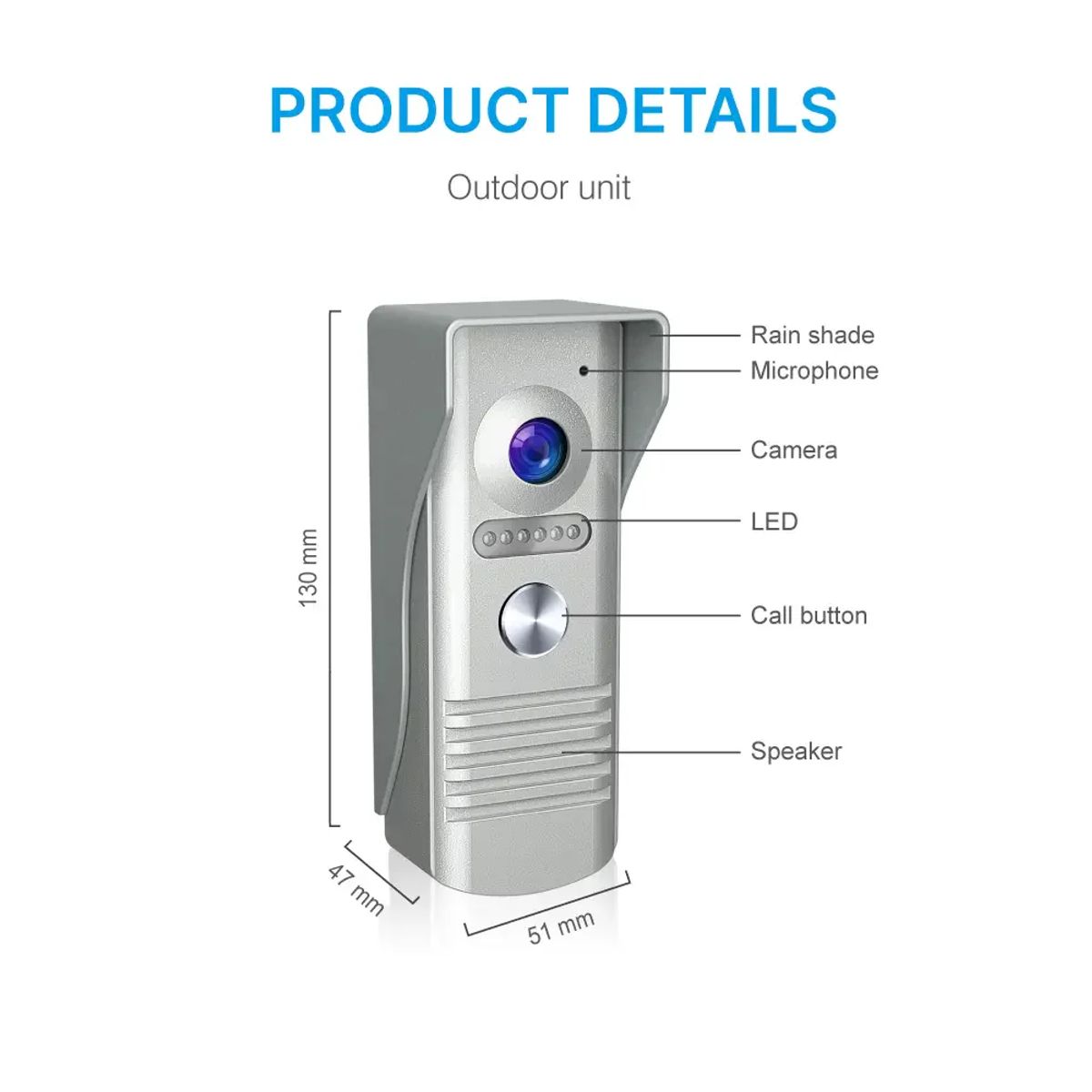 GENERICO - Timbre Con Cámara Hd Y Pantalla 7 Con Visión Nocturna 1080p