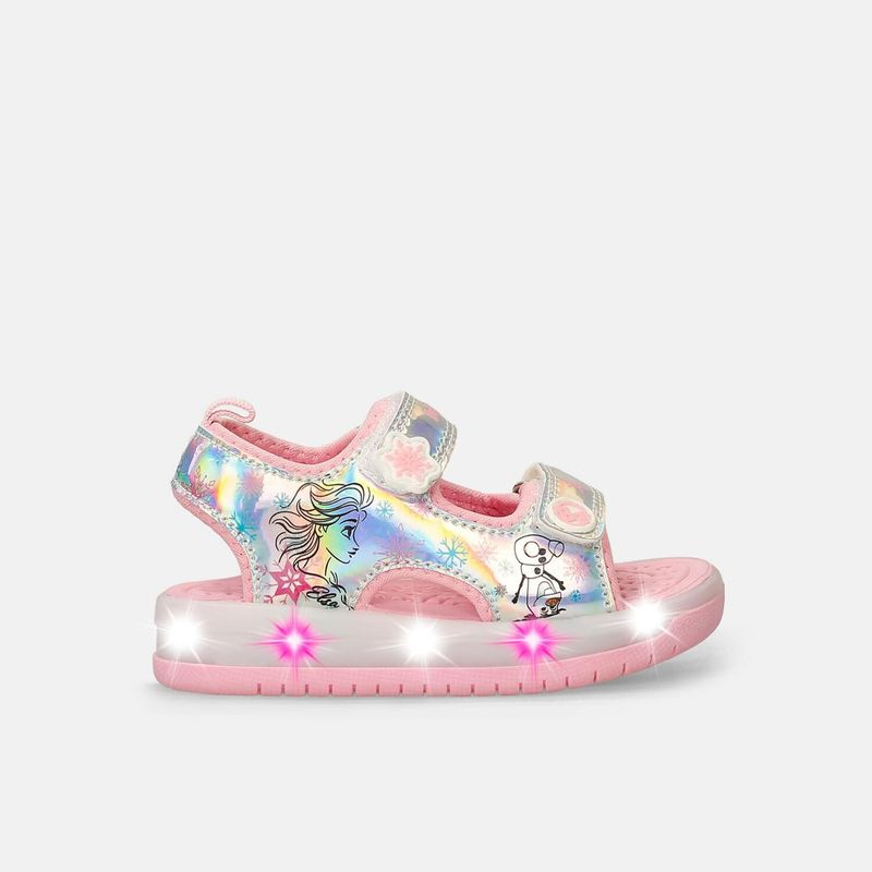 DISNEY - Sandalias Infantil Con Luces Para Niña Licenses Disney Plateado-Rosado Michelin L