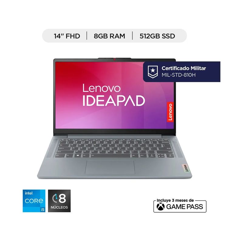 LENOVO - Portátil LENOVO Slim 3 83EQ001NLM Intel Ci5-12450H 8GB RAM 512GB SSD 14" Pulgadas