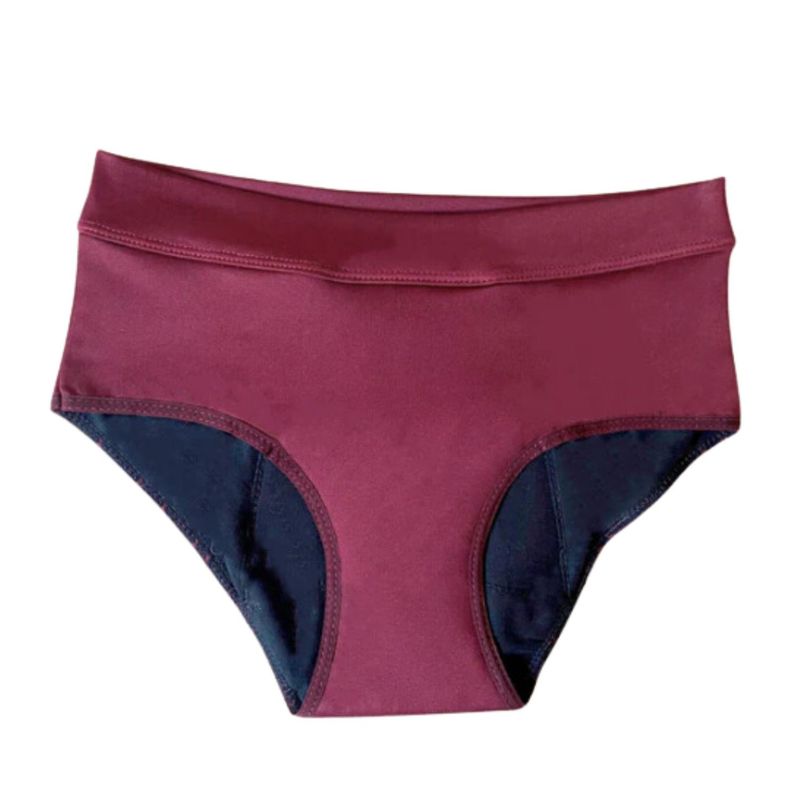 BLOOM - Calzón absorbente para la menstruación talle alto vinotinto  talla XL