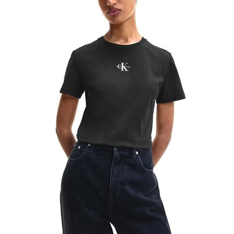 CALVIN KLEIN - Camiseta negra slim con micro monograma Calvin Klein