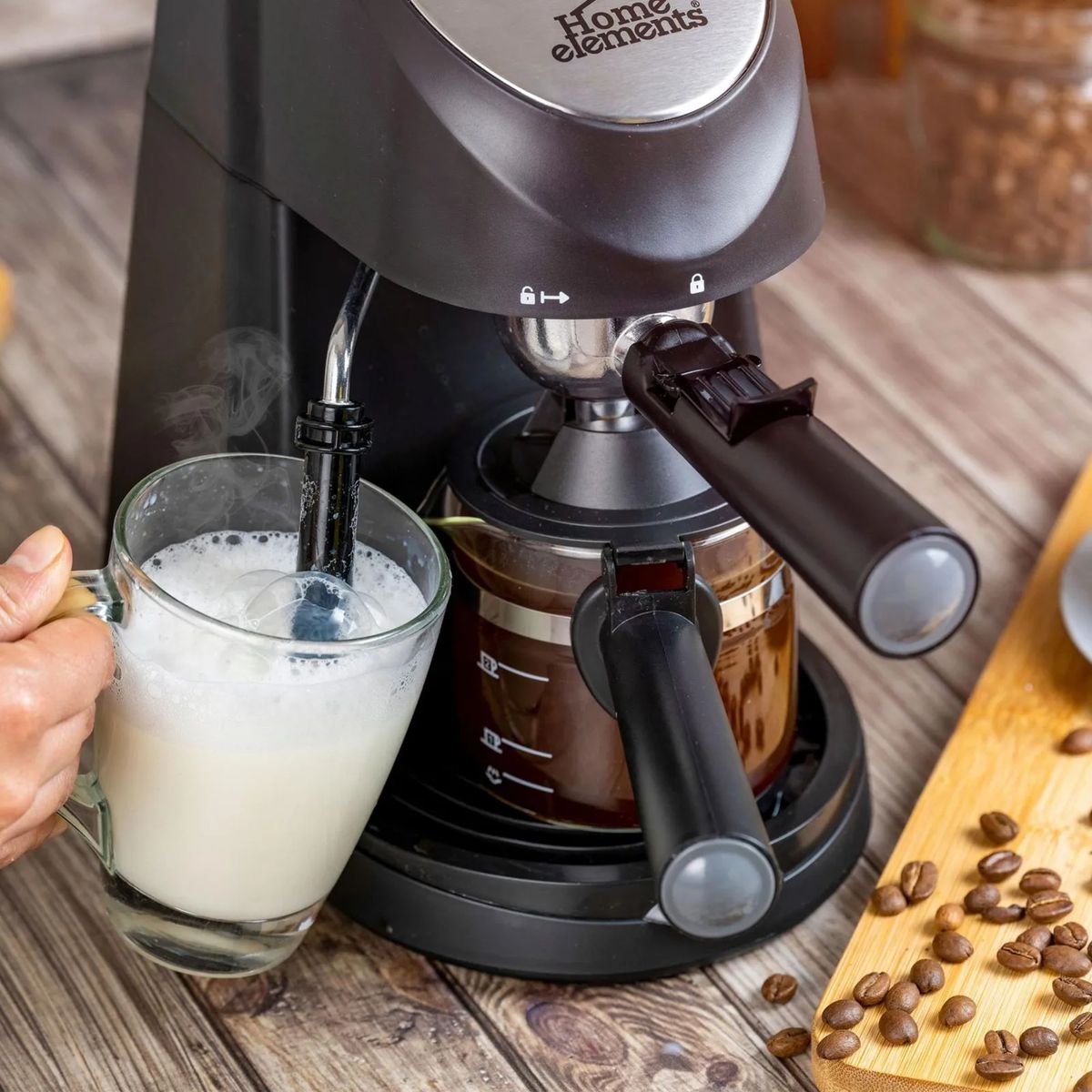 HOME ELEMENTS - Cafetera Espresso + Capuccino Home Elements