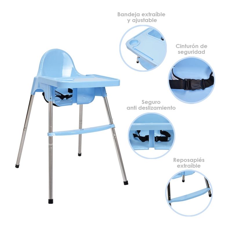 HAPPY BABY - Silla Comedor Bebe 2 en 1 Kloe de Happy Baby Azul