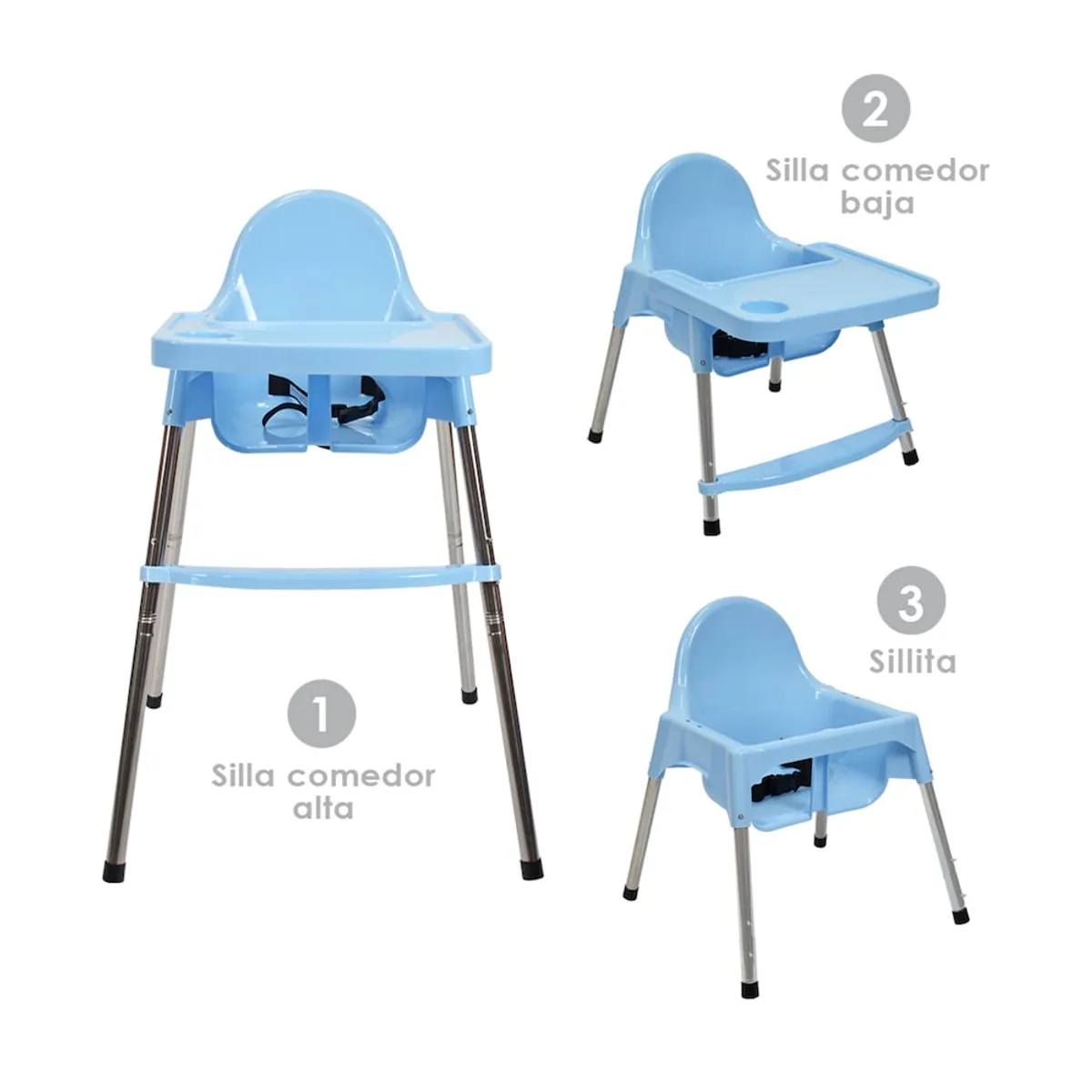 HAPPY BABY - Silla Comedor Bebe 2 en 1 Kloe de Happy Baby Azul