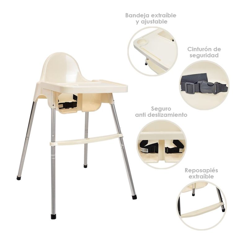 HAPPY BABY - Silla Comedor Bebe 2 en 1 Kloe de Happy Baby Beige