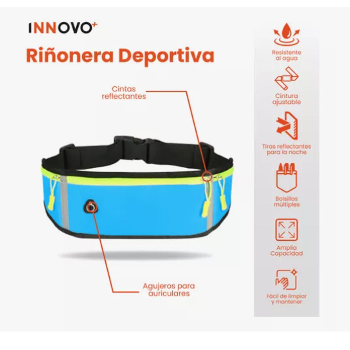 INNOVA - Bolso Canguro Para Deportistas Impermeable Rosa Innovo Fit
