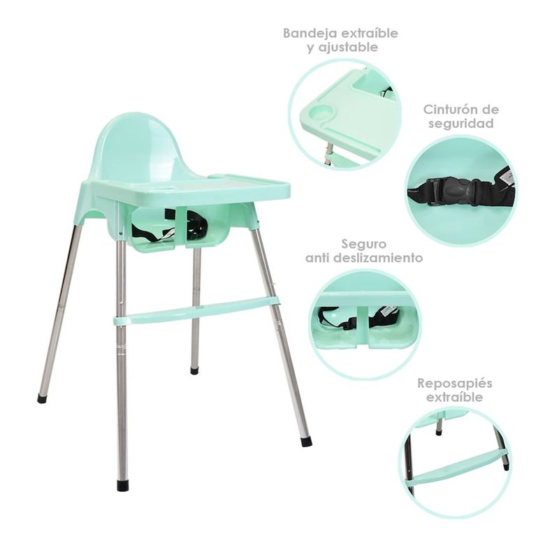 HAPPY BABY - Silla Comedor Bebe 2 en 1 Kloe de Happy Baby Verde