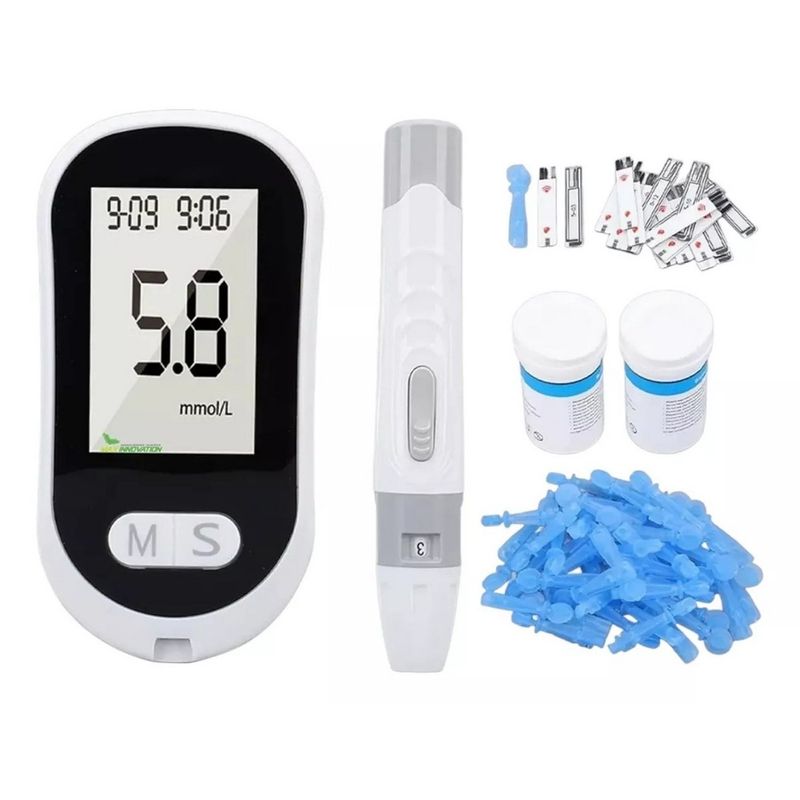 GENERICO - Kit Glucómetro Diabetes + 50 Tiras De Prueba + 50 Agujas