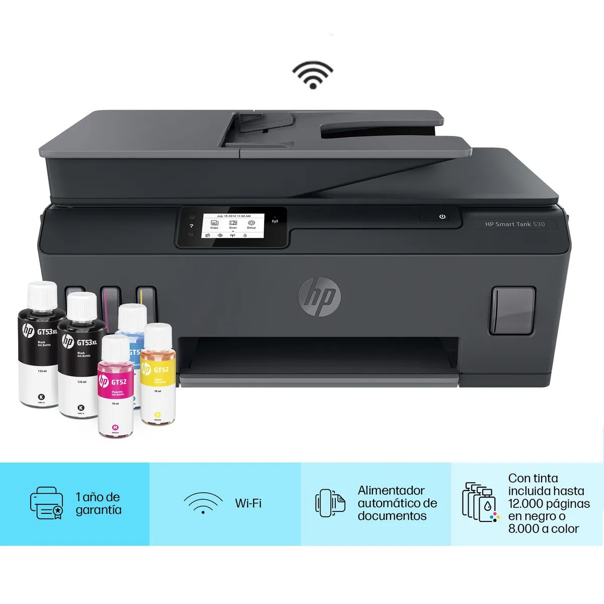 HP - Impresora Multifuncional HP Smart Tank 530 Wi-Fi con Alimentador ADF