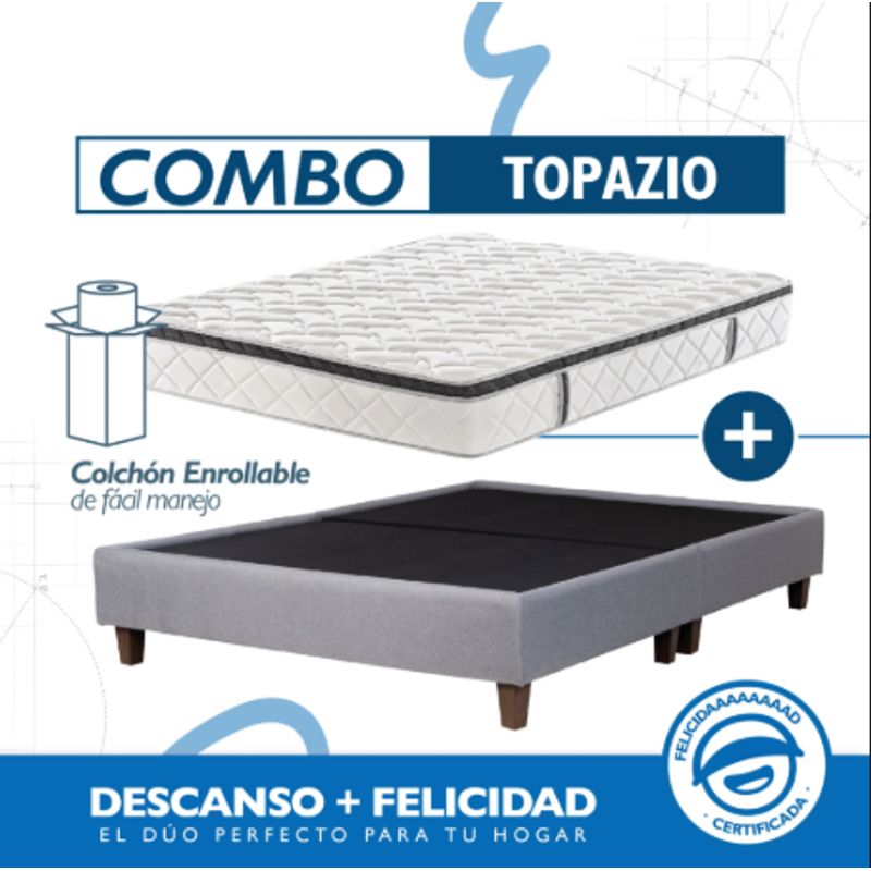 MUEBLES FIOTTI - Combo colchon y Base cama TOPAZIO