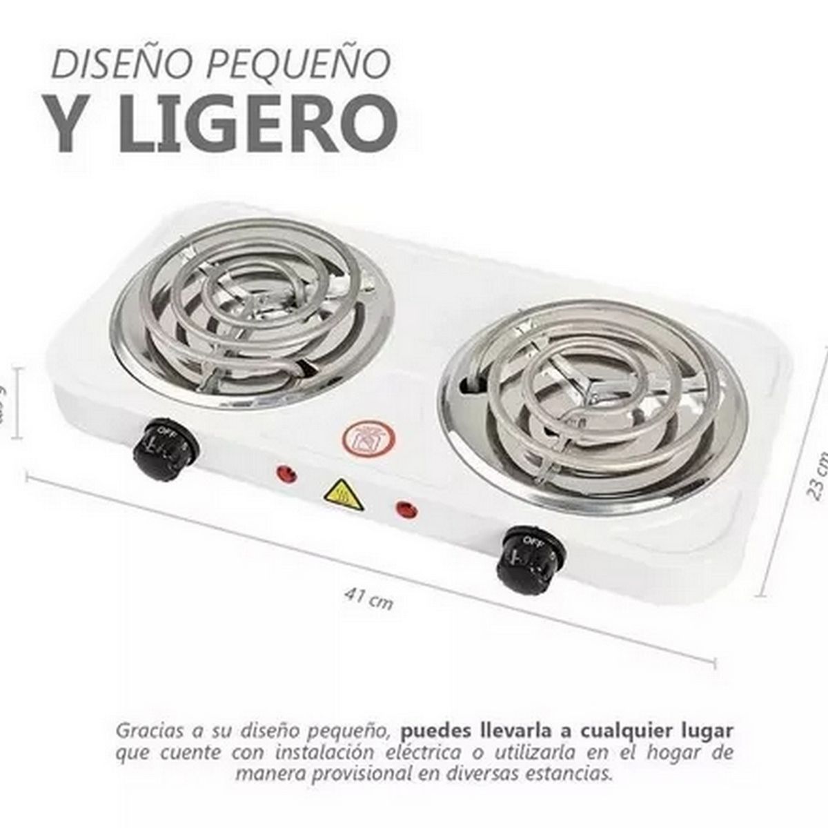 GENERICO - Estufa Eléctrica 2 Puestos 5 Niveles De Temperatura 2000w