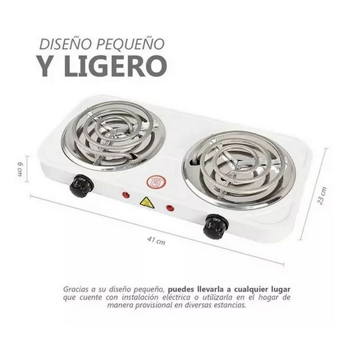 GENERICO - Estufa Eléctrica 2 Puestos 5 Niveles De Temperatura 2000w