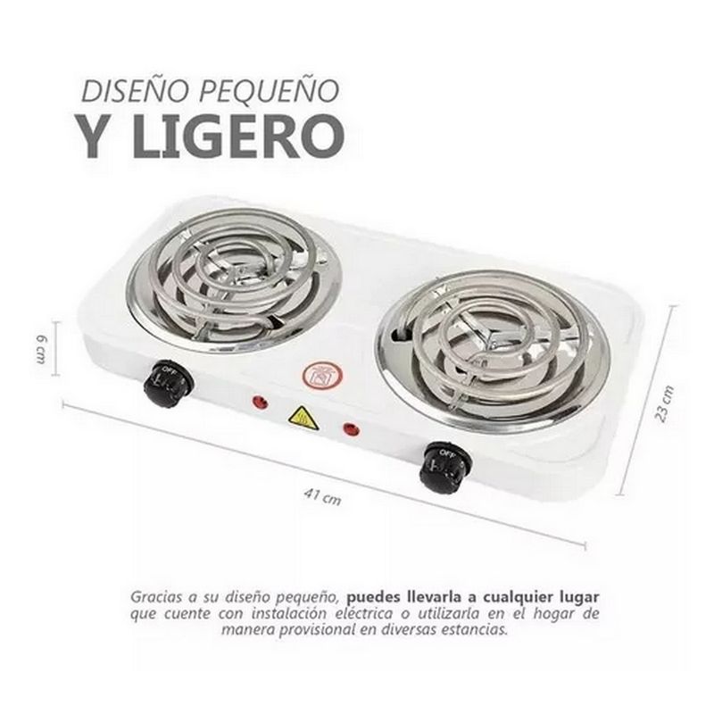 GENERICO - Estufa Eléctrica 2 Puestos 5 Niveles De Temperatura 2000w