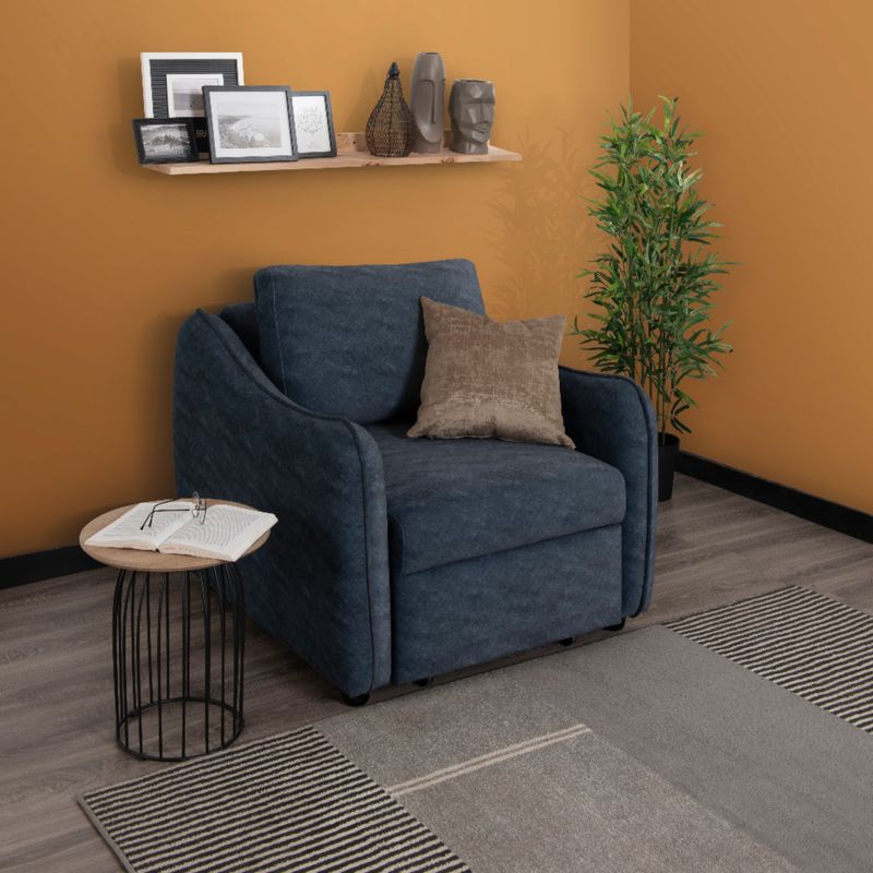 MUEBLES FIOTTI - Sofa Cama 1 Puesto Azul Poliester Klang