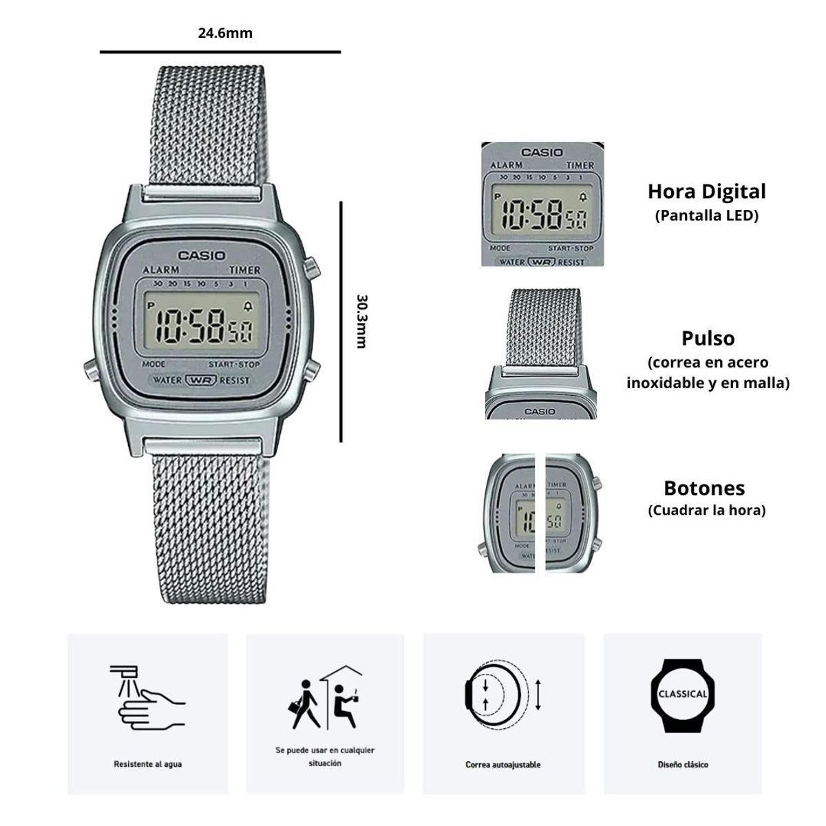 CASIO - Reloj Casio LA670WEM-7DF Diseño Elegante