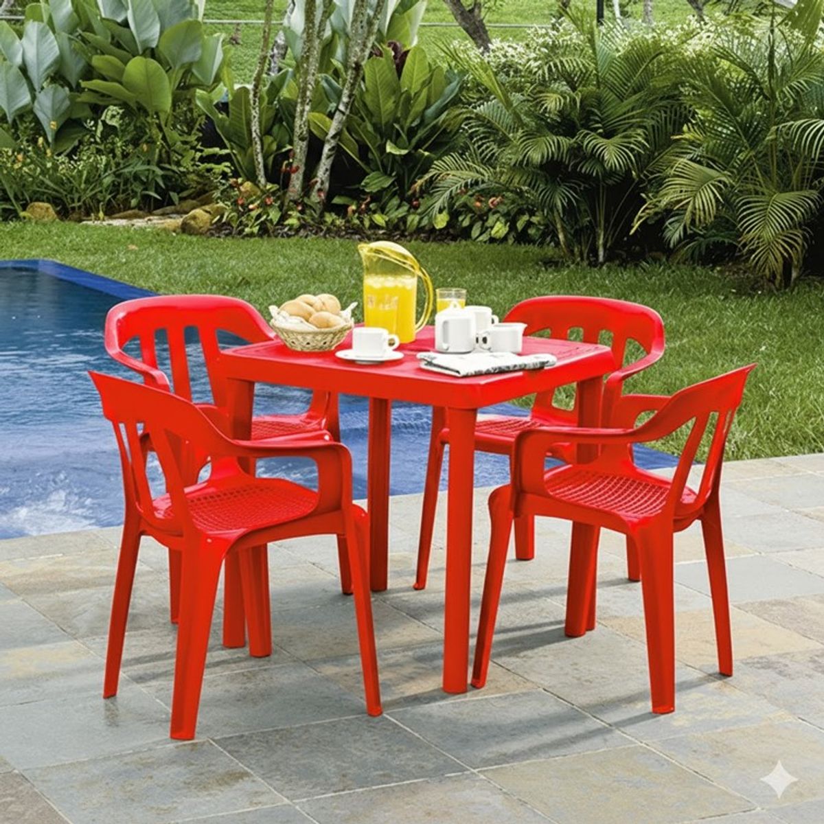 RIMAX - Mesa Caribe Rimax Cuadrada Color Roja