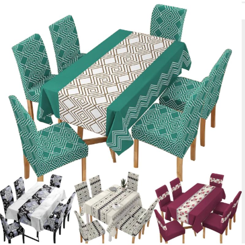 GENERICO - Juego de Mantel y 6 Fundas, Renueva tu Comedor con Estilo Azul Flores