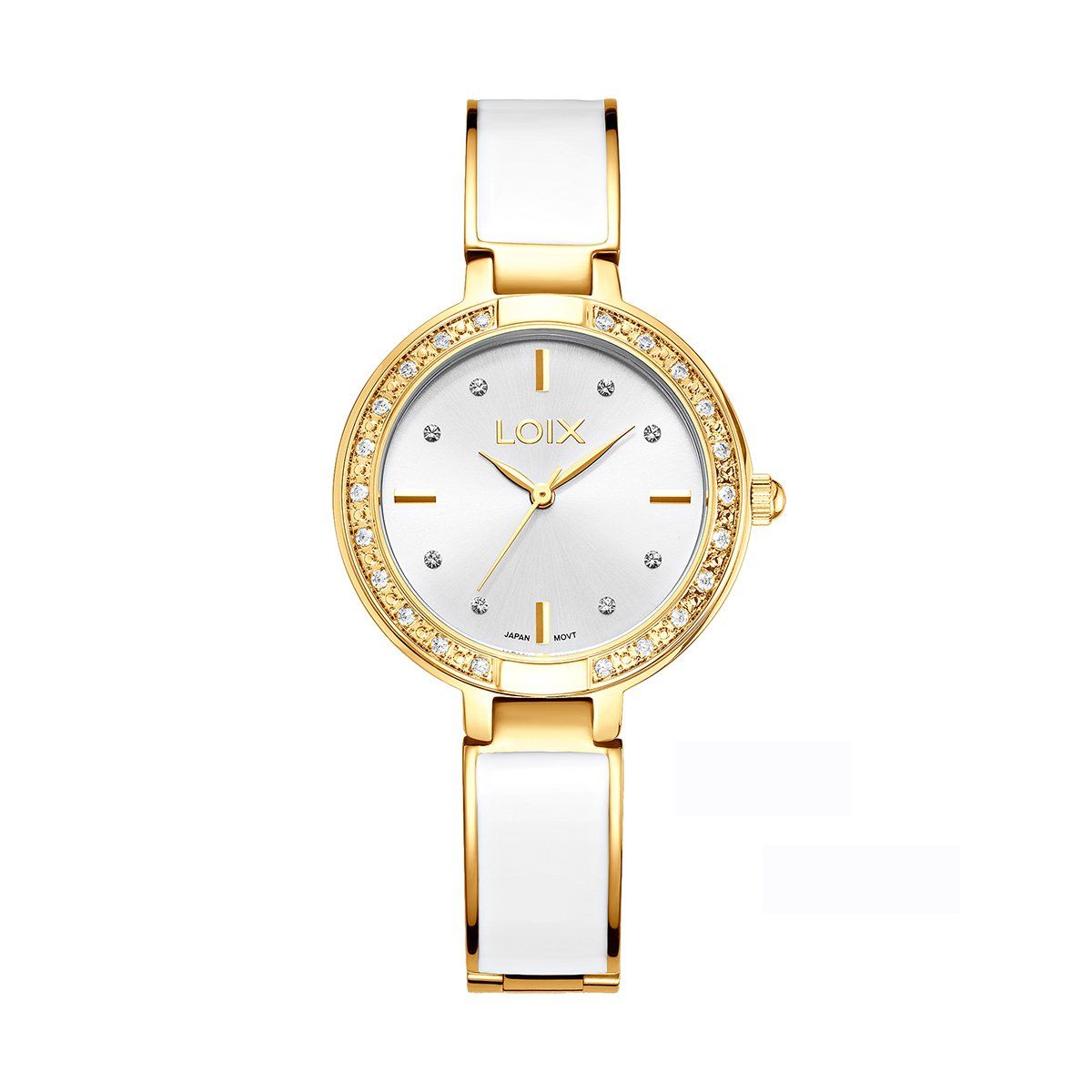 LOIX - Reloj mujer L1284-1 Dorado con blanco tablero plateado