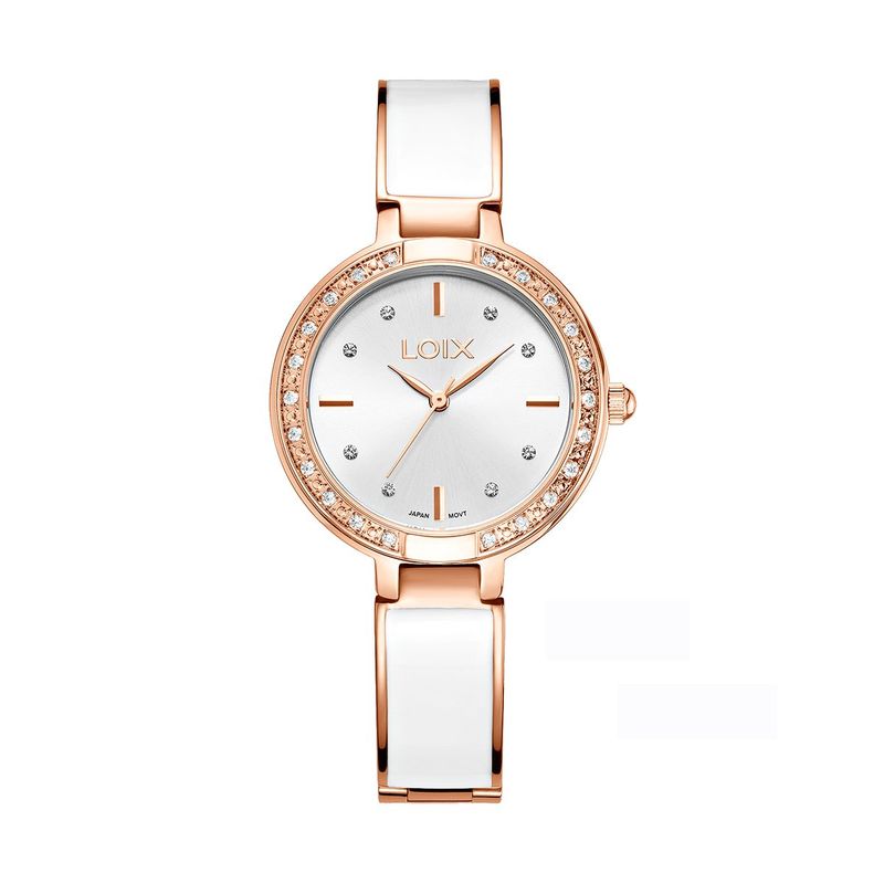 LOIX - Reloj mujer L1284-2  Oro rosa con blanco, tablero blanco