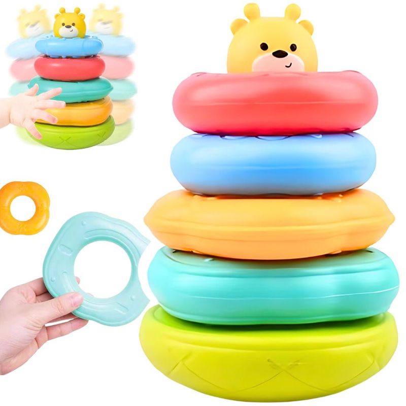 AMERICAN GENERICS - Juguete Para Bebe Torre De Anillos 5 Pcs Educativo Didactico