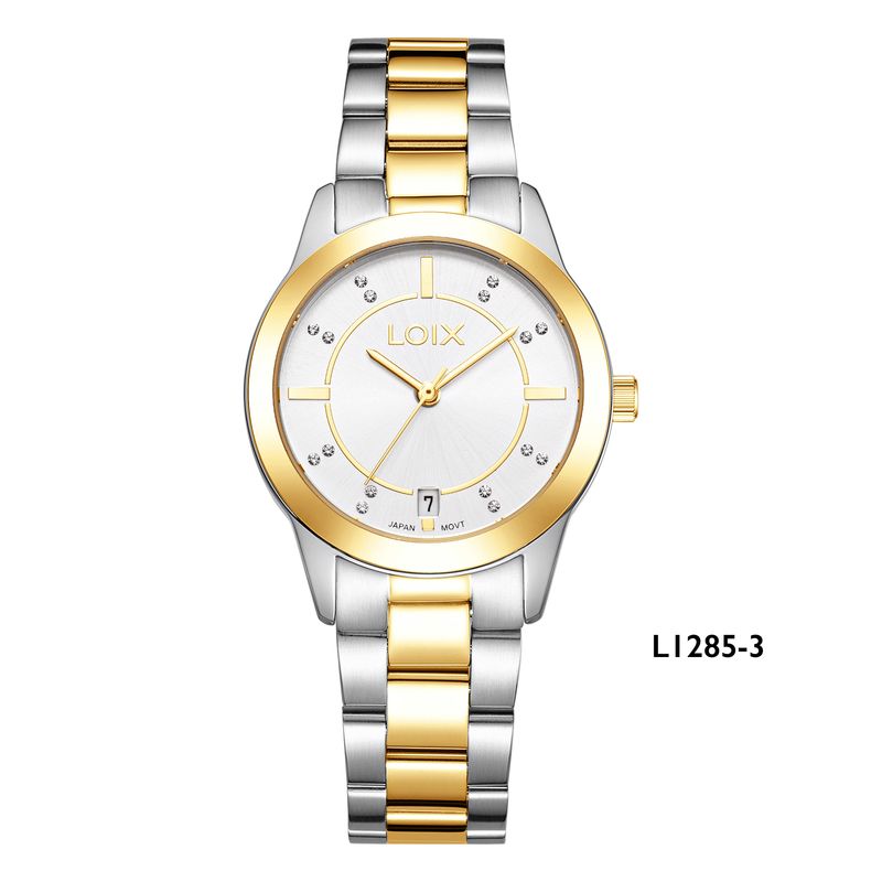 LOIX - Reloj mujer L1285-3 Plateado con dorado tablero blanco