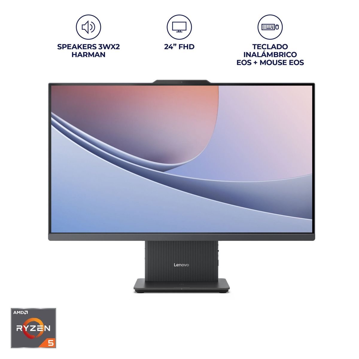 LENOVO - AIO Lenovo IdeaCentre AMD Ryzen 5 16GB 512GB 24” - Gris