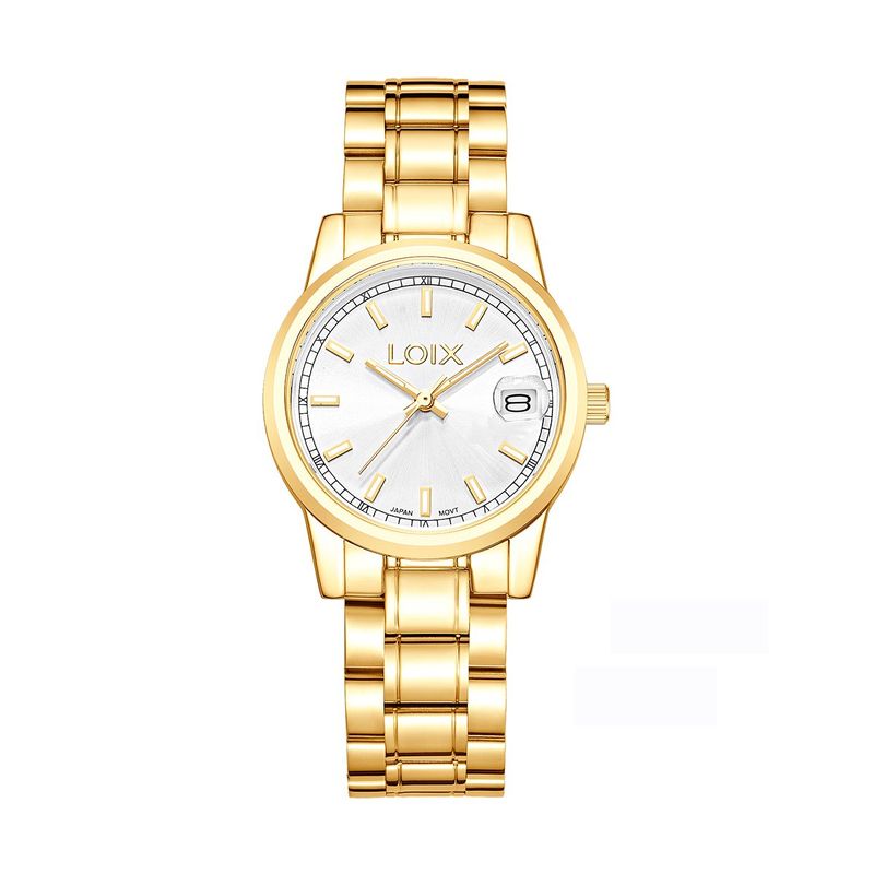 LOIX - Reloj mujer L1286-1 Dorado tablero blanco