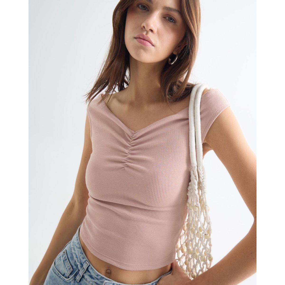 SEVEN SEVEN - Camiseta Cuello Bandeja  Para Mujer Rosa Seven Seven
