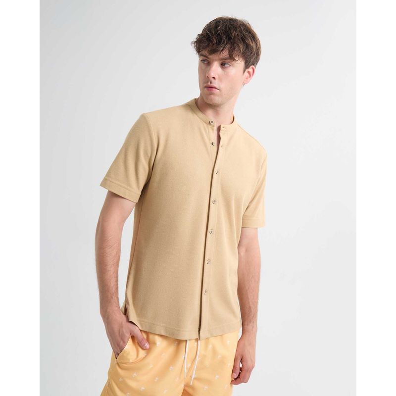 SEVEN SEVEN - Camisa Para Hombre Manga Corta Cuello Neru Color Camel Marca Seven Seven #45012135