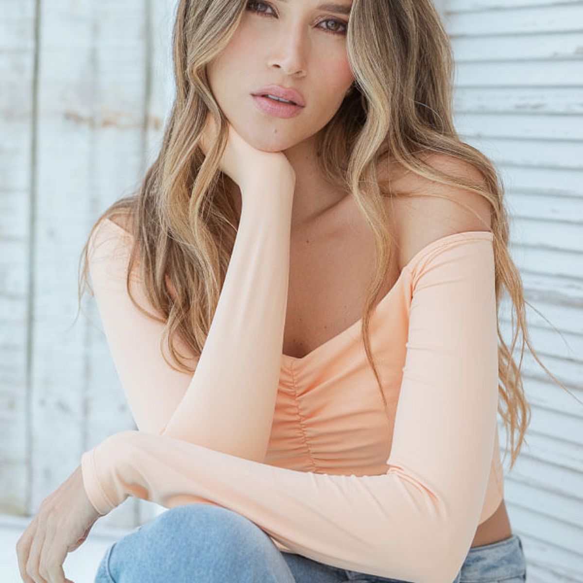 RAGGED - Crop top resortado Naranja melon Ragged