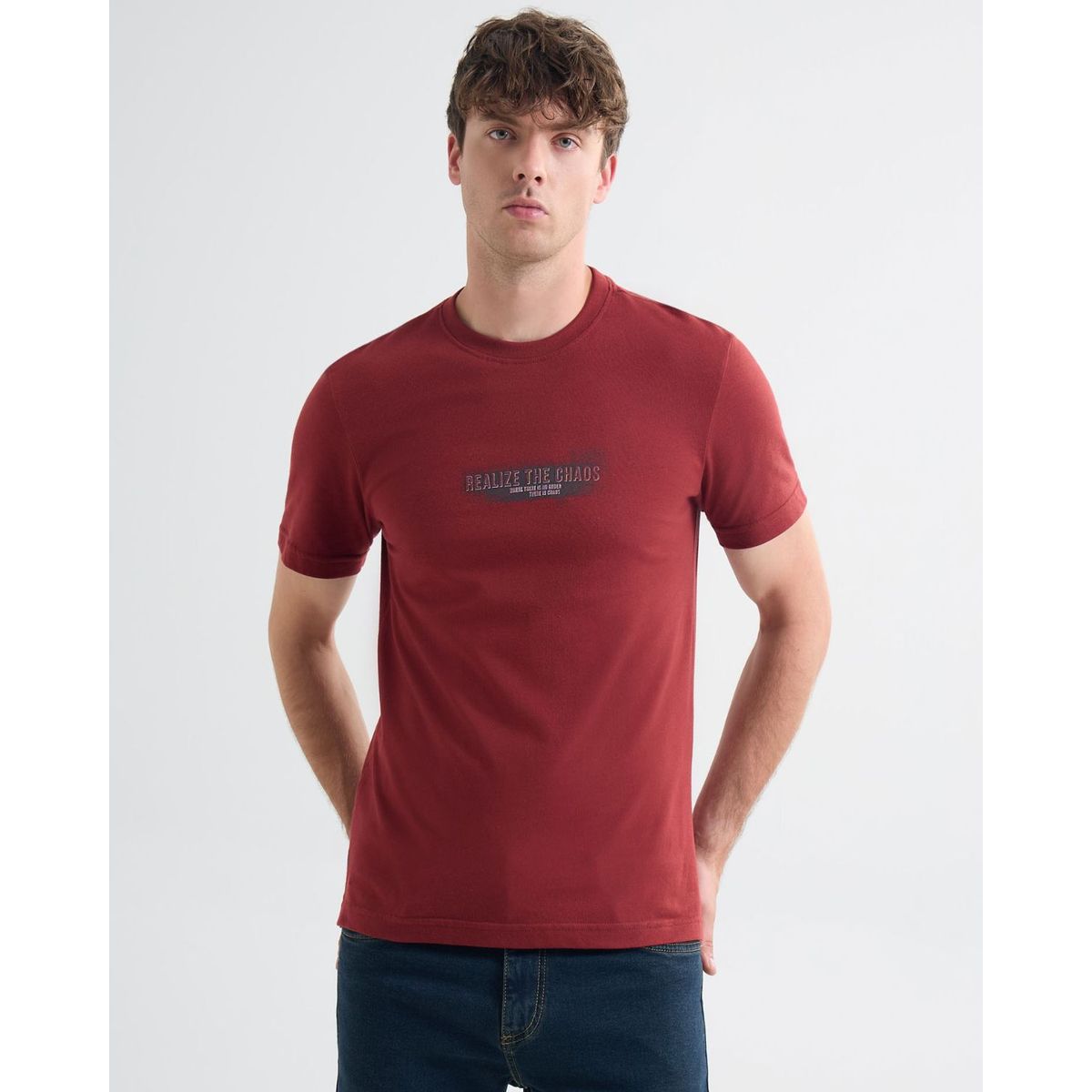 SEVEN SEVEN - Camiseta Estampado Con Desgastes  Para Hombre Rojo Seven Seven