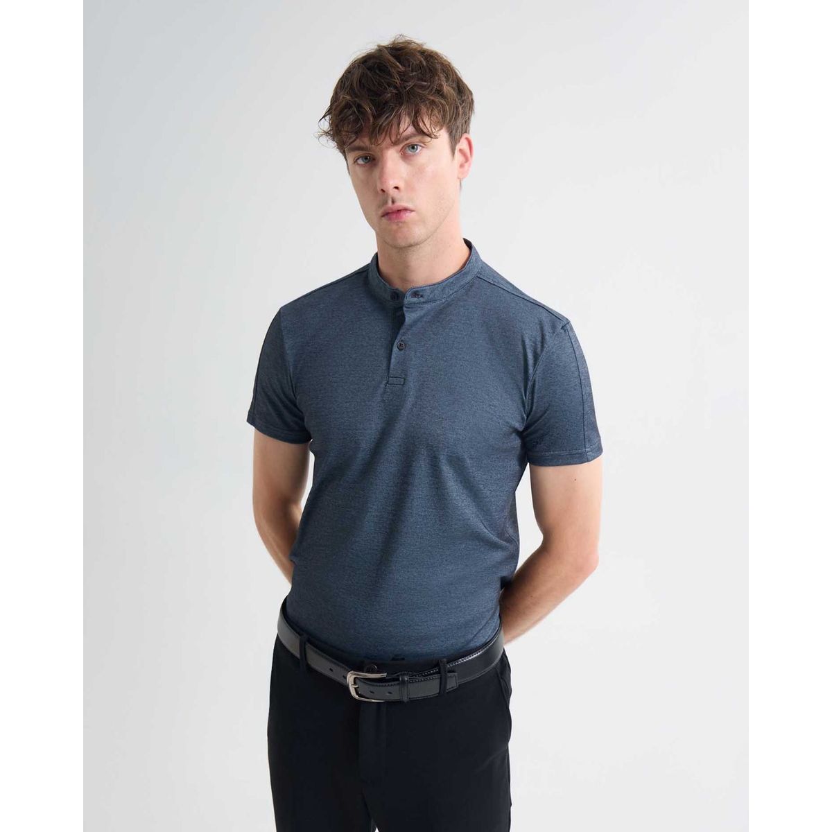 SEVEN SEVEN - Polo Para Hombre Cuello Mao  Color Gris Oscuro Marca Seven Seven #45110884
