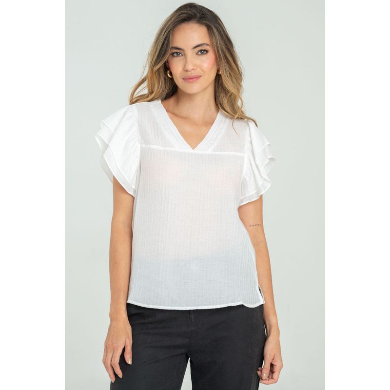 RAGGED - Blusa windsor Blanco crudo Ragged