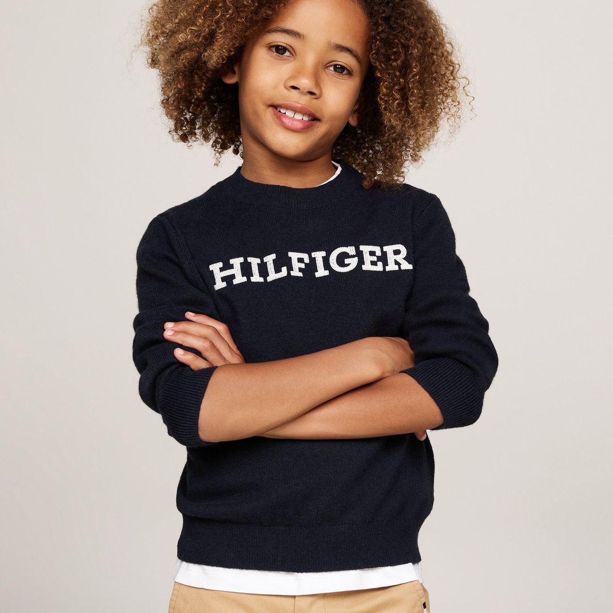 TOMMY HILFIGER - Saco Azul Niño De Cuello Redondo Con Logo Tommy Hilfiger