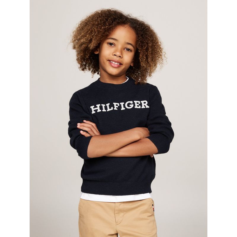 TOMMY HILFIGER - Saco Azul Niño De Cuello Redondo Con Logo Tommy Hilfiger
