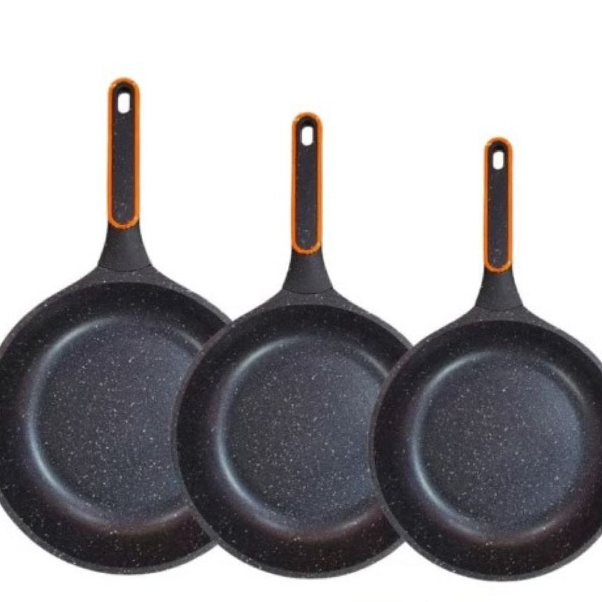 SWISSHOME - Sartenes En Marmol Swiss Home X 3 Con Tapa De Vidrio