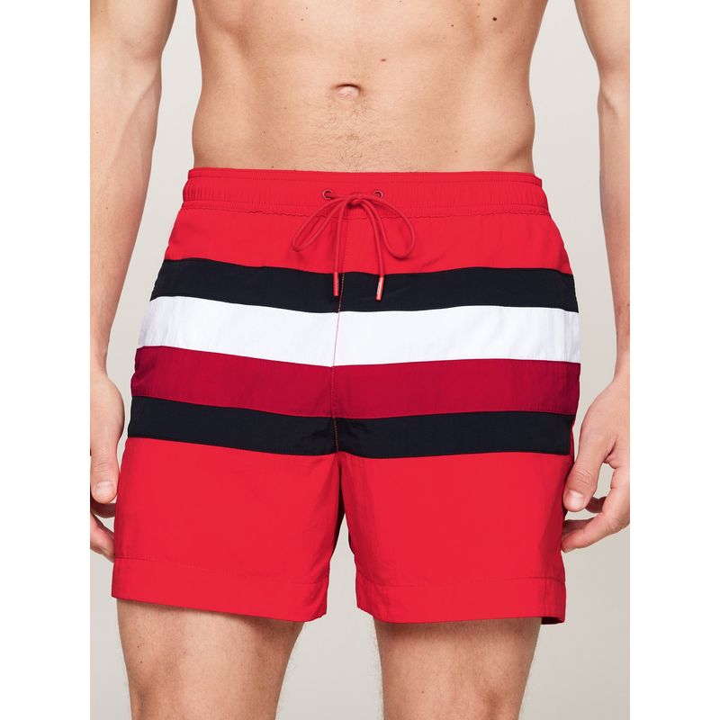 TOMMY HILFIGER - Traje rojo de baño de medio largo y diseño Global Stripe Tommy Hilfiger