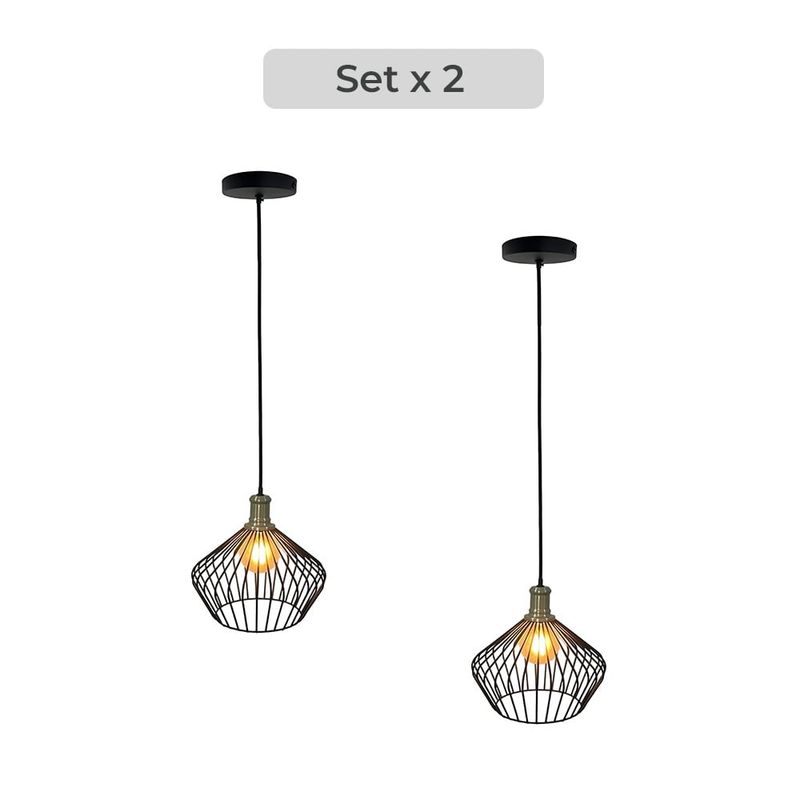 GENERICO - Set x2 Lámpara de Techo Diseño Rejilla Rombo