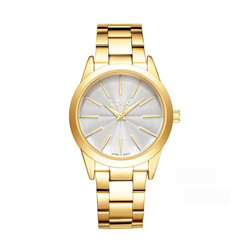 LOIX - Reloj mujer L1287-1 Dorado tablero blanco