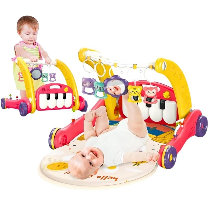 AMERICAN GENERICS - Gimnasio Bebe Piano Musical 2 En 1 Y Andadera Caminador