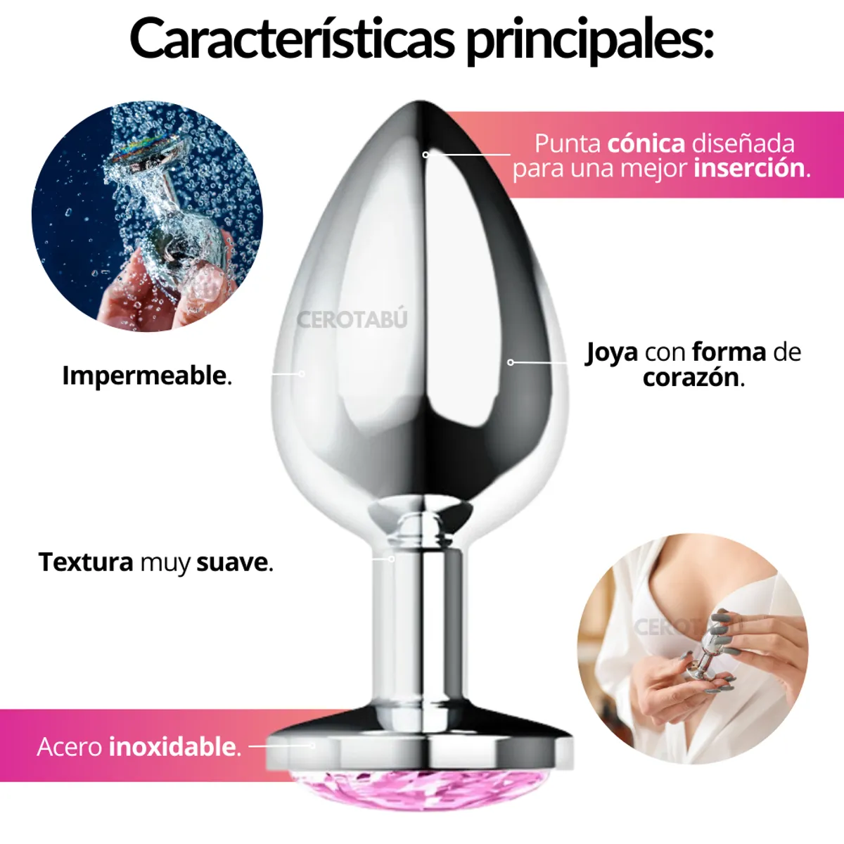 GENERICO - Plug Anal Corazón Talla M Iniciador Acostumbrador Dilatador Morado