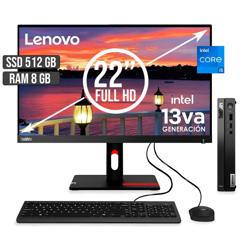 LENOVO - COMPUTADOR LENOVO THINKCENTRE TINY INTEL CORE I5-13420H SSD 512GB RAM 8GB LED 22