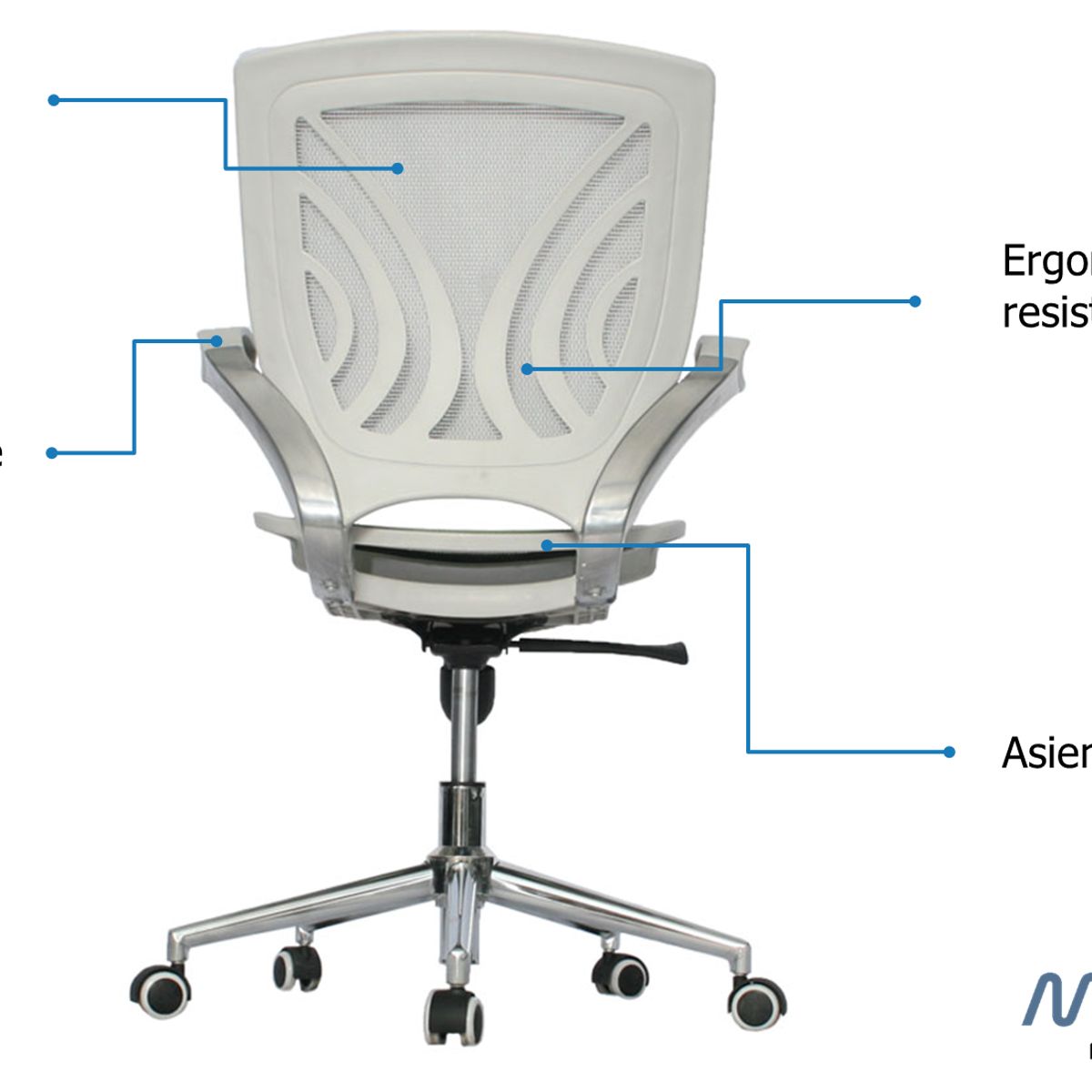 GENERICO - Silla Oficina Tibet Malla Gerente Gris claro Ergonómica - Mobili shop