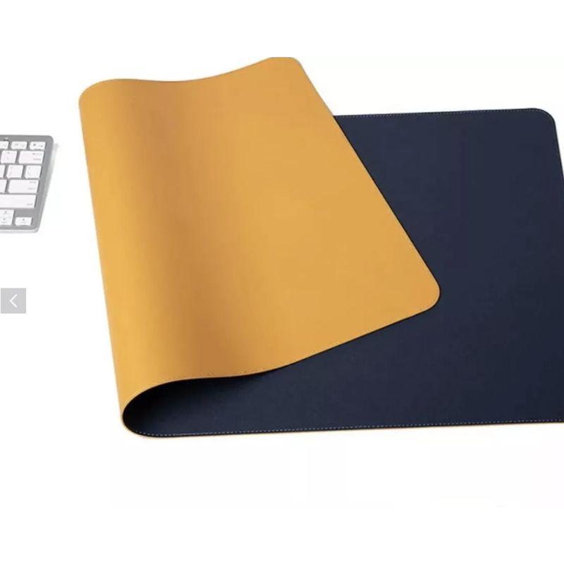 GENERICO - Pad Mouse Extra largo 70x35 cm color azul oscuro con amarillo mostaza