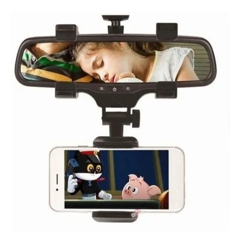 GENERICO - Soporte 360° Porta Celular para Carro Espejo Retrovisor