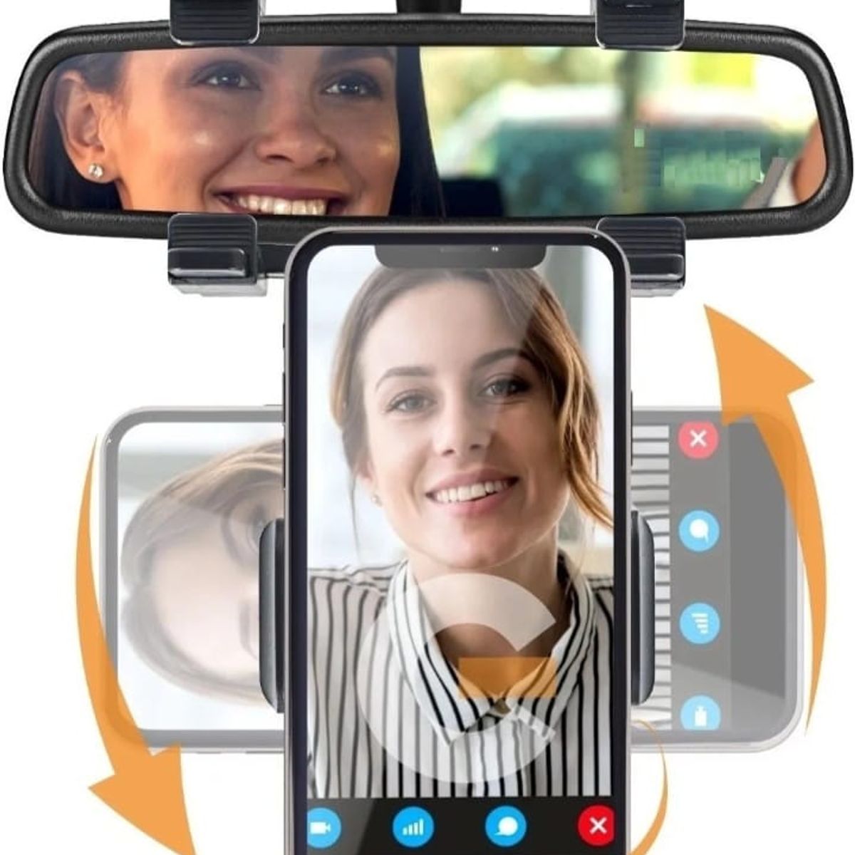 GENERICO - Soporte 360° Porta Celular para Carro Espejo Retrovisor