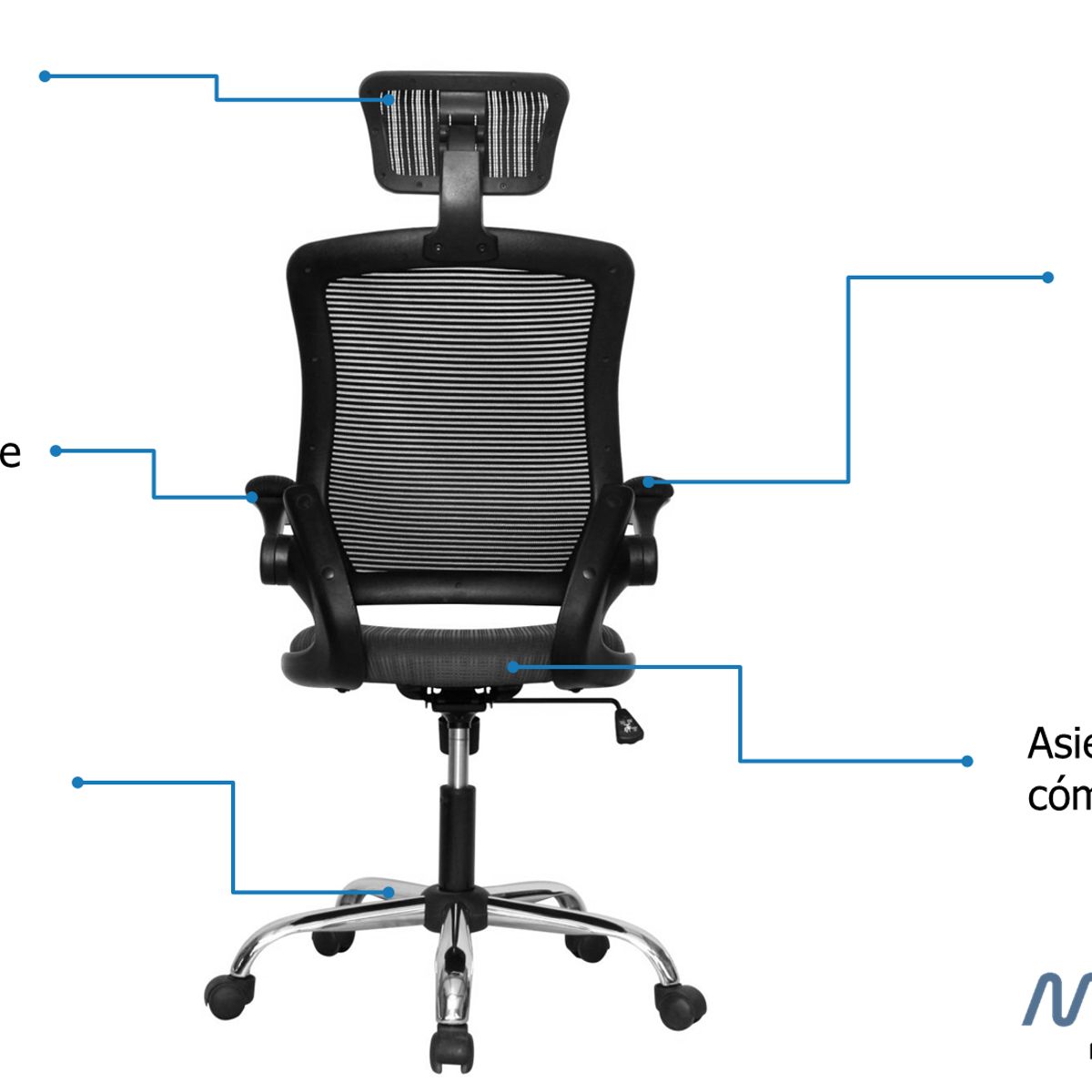 GENERICO - Silla Oficina Atenas Presidente Negra brazos abatibles - Mobili shop