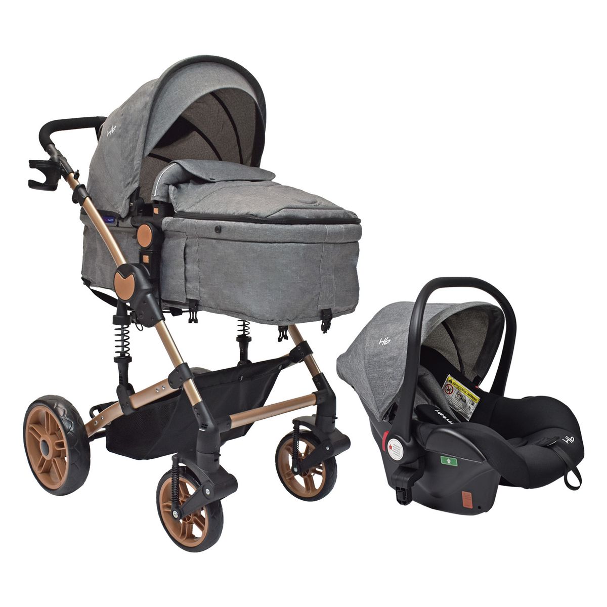 HAPPY BABY - Coche Bebe Travel system Gadi Happy Baby Gris